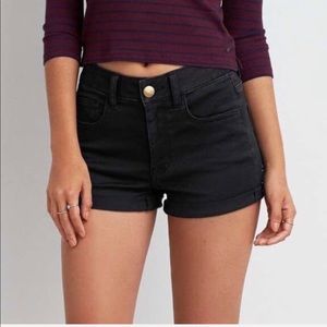 american eagle black high waisted shorts